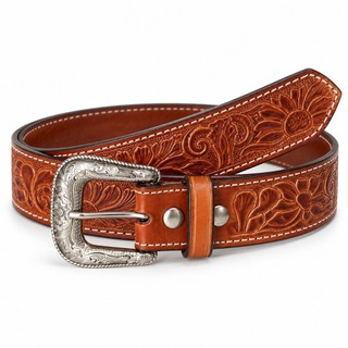 Cinto Country Masculino de Couro com Fivela Premium Estilo Cowboy Western para Festa Country Rodeio e Trabalho.