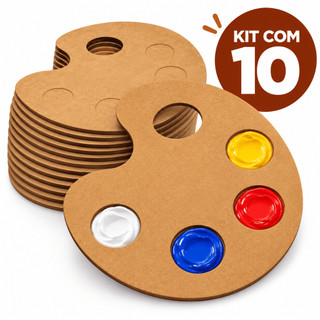 Kit 10 Paletas Godê Mdf de Tinta Para Pinturas Artesanatos Escolar Infantil