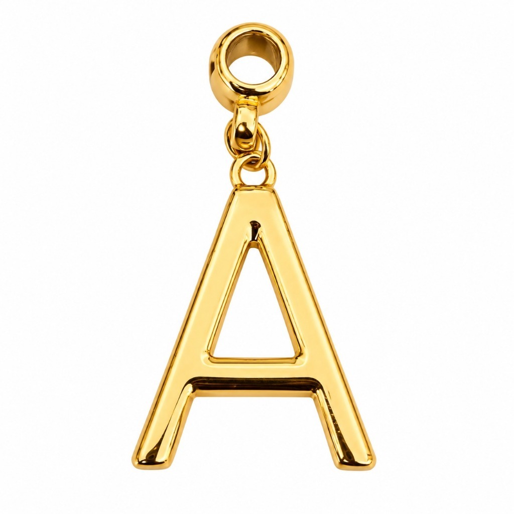 Pingente Berloque Folheado Letras do Alfabeto Dourado | Inicial Personalizada