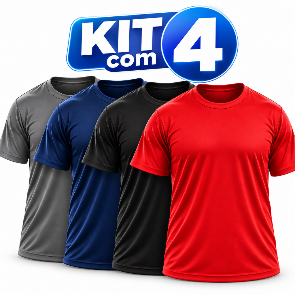 Kit 4 Camisetas Camisas Masculinas Plus Size Dry Fit Básica Lisa Poliéster Esportiva Academia