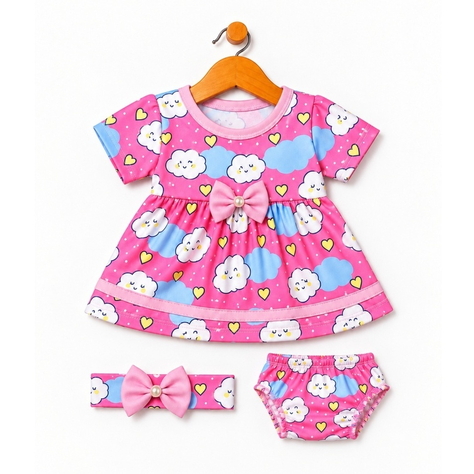 kit Roupa Bebe Reborn Vestido Menina Bebe Realista 45cm a 48cm