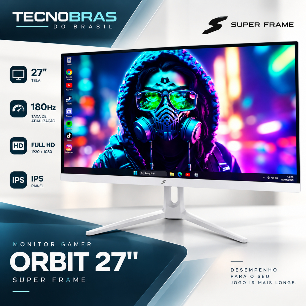 Monitor Gamer Orbit 27" 180Hz 1ms Painel VA FreeSync 16:9 – Seminovo