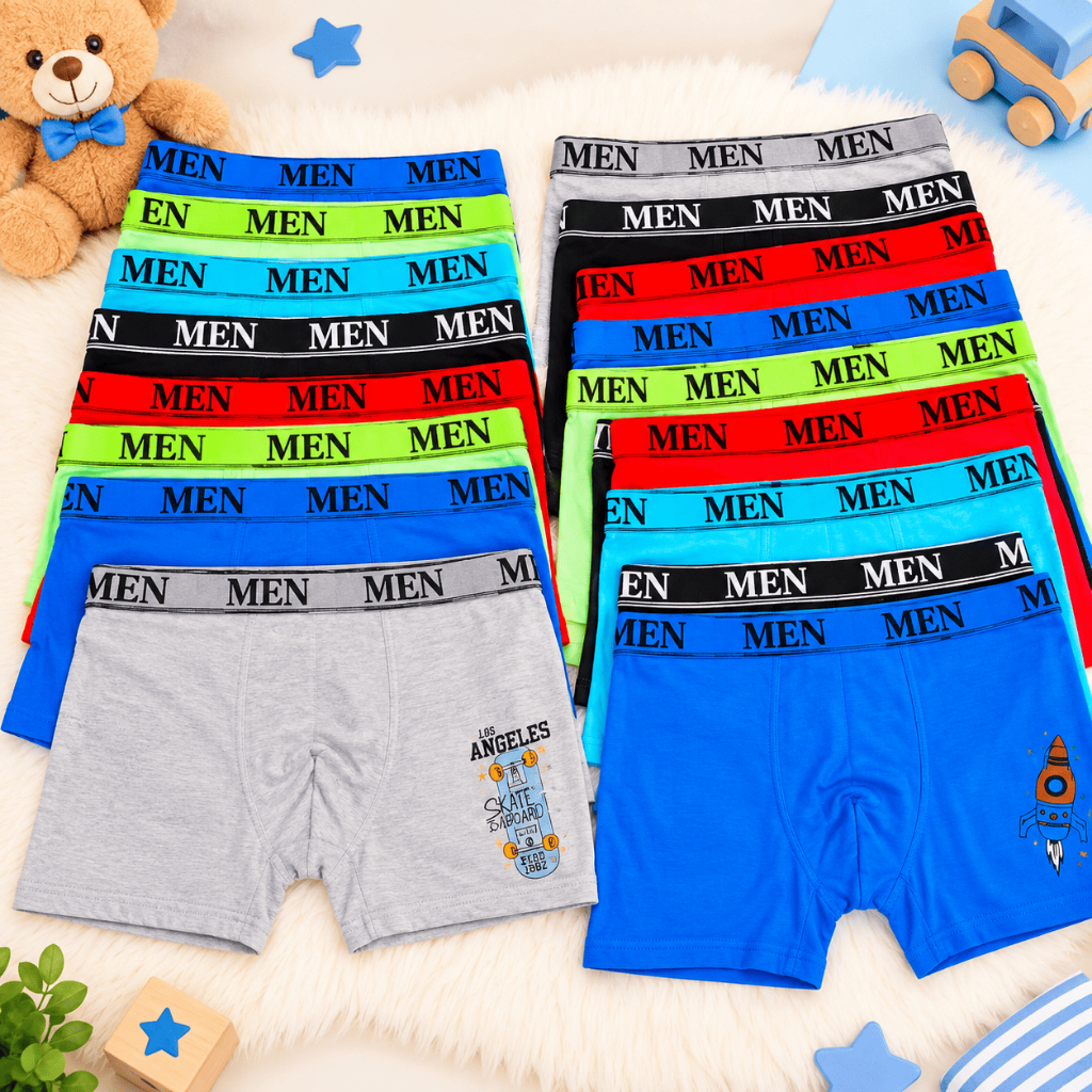 Kit Cueca Boxer Infantil Menino Algodão com Elastano Confortável Cores Sortidas
