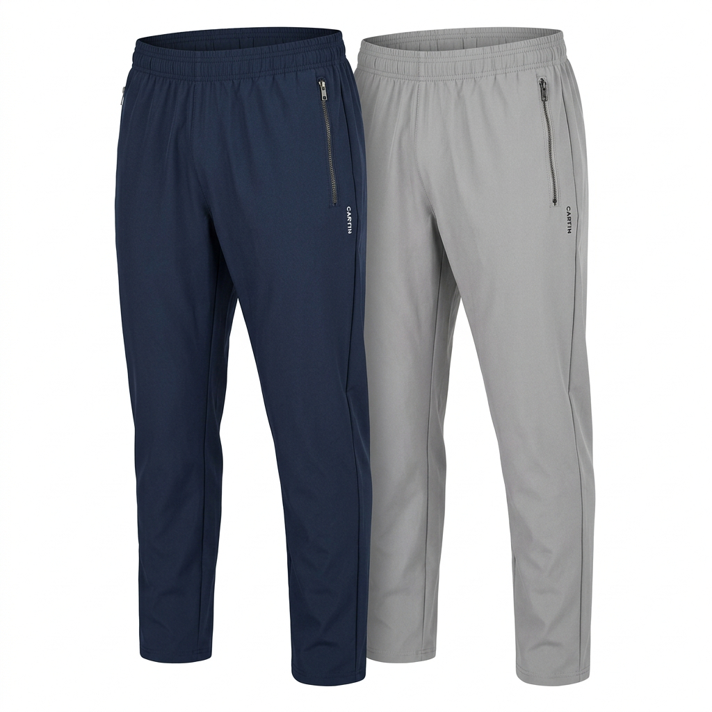 Kit 2 Calças Jogger Masculina Tactel com Elastano Bolso Zíper Academia Treino Corrida Secagem Rápida Leve Premium