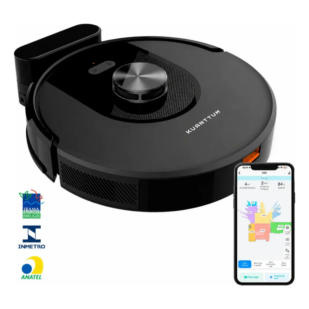 Robô Smart Inteligente Wi-Fi 10.000 Pa Robot Vaccum Base Laser LDS Alexa Google Kuanttum S10 S40 110V/220V