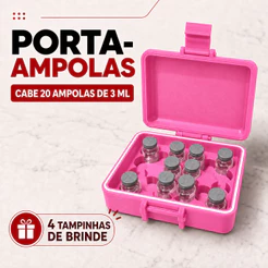Estojo porta ampola para 20 ampolas de 3ML com vedação – case organizadora caixa de peptídeos (compacto)
