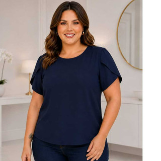 Blusa Feminina Tendência Estilosa Casual Social Soltinha Plus Size