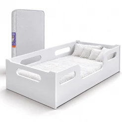 Mini Cama Encanto Montessoriana Infantil Branca Com Colchão Compacta Moderna e Segura