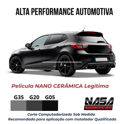 Insulfilm Película Nano Cerâmica Vidros Laterais e Traseiro Controle Solar Corte Computadorizado 70 35 20 05 Premium