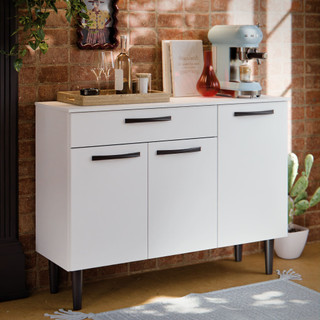 Balcão de Cozinha 3 Portas e Gaveta Completo Gabinete Com Tampo Multiuso 90CM Compacto Cantinho do Café Europa