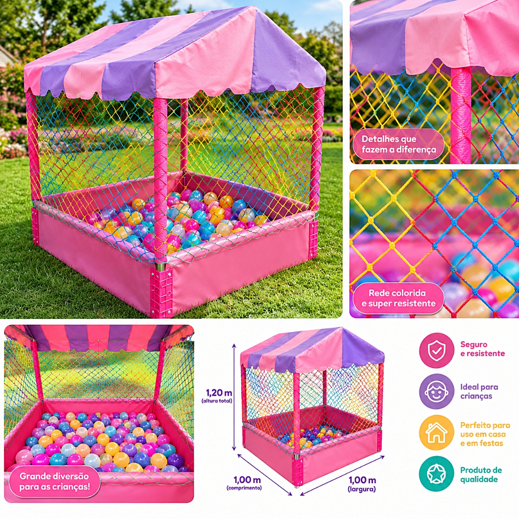Piscina de Bolinhas ROSA e LILÁS 1,00 x 1,00 Princesas