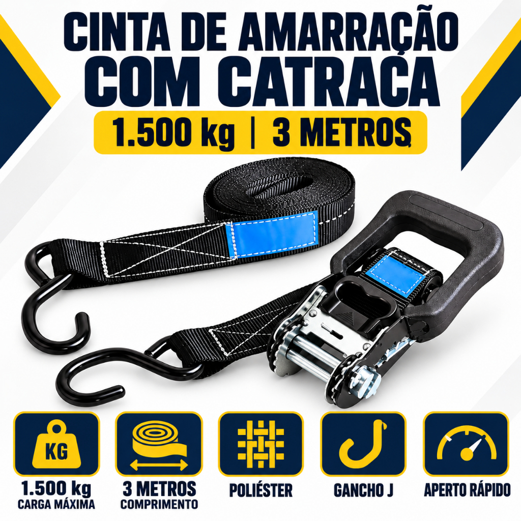 Cinta Amarração E Catraca 1500kg (3 Mts) - Mave