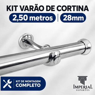 Varão de Cortinas 2.50 Metros 28mm (Grosso) Varao de Cortina 2,50m Bastão Resistente Vári…