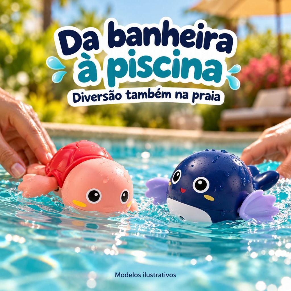 Brinquedo de Banho Tartaruguinha A Corda Que Nada Sozinha Água Banheira E Piscina Bebê Nadadores · foto 2