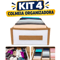 Kit 4 Colmeia Organizadoras M de gavetas e Guarda Roupas 36x25x10 Camisetas