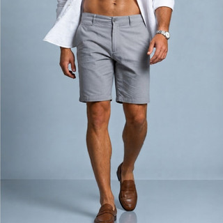 Bermuda Masculina Sarja Casual com Elastano Shorts Social Confortável com Bolsos