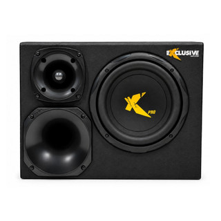 Caixa Amplificada Exclusive Xc 200 Trio Subwoofer Driver Tweeter 300 Wrms C/ Rabicho 30 cm