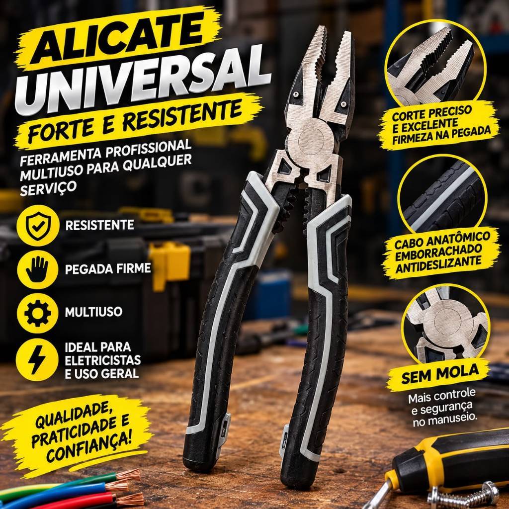 Alicate TITANIUM Universal Multifuncional Diagonal Corta E Decapa Fio Eletricista Profissional