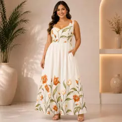 Vestido Longo Floral Elegante e Delicado – Moda Evangélica,Soltinho,Cintura Marcada,Casual Chic Tendência 2026
