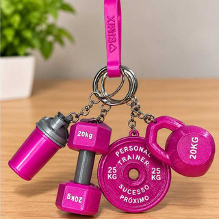 Chaveiro Academia Personalizado com Nome Kit Com 4 unidades Fitness Musculação Acessório Presente Academia