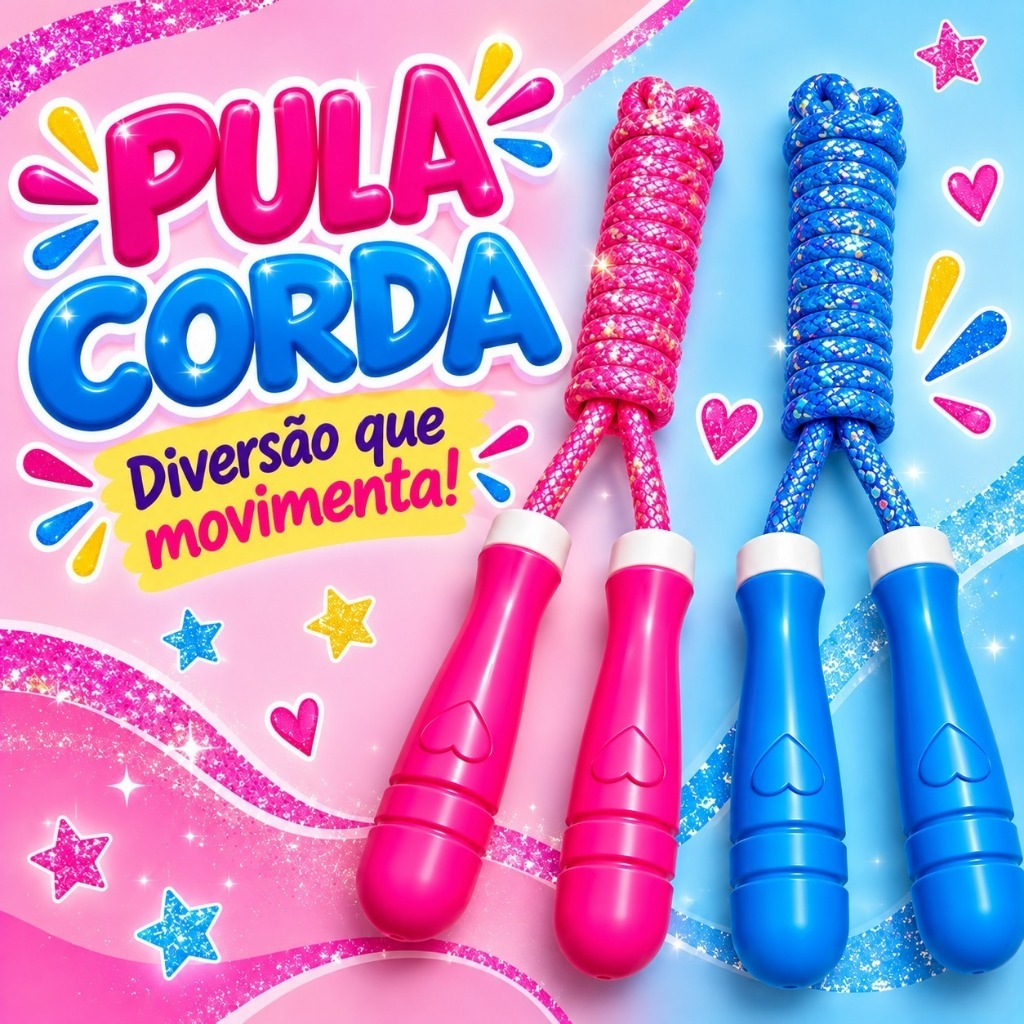 Corda De Pular Infantil 2,2m Com Glitter Brinquedo