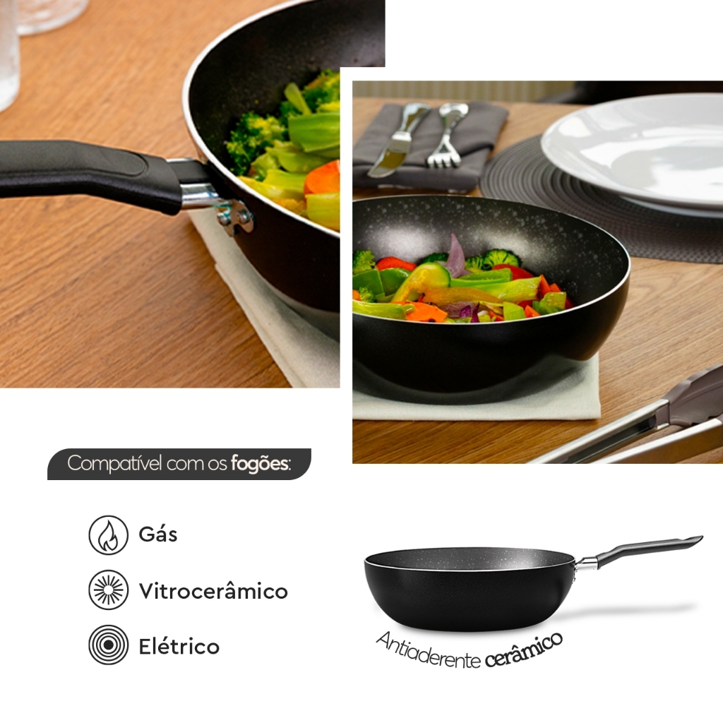 Wok Brinox Ø28cm 4,1L Preto Ebony · foto 2