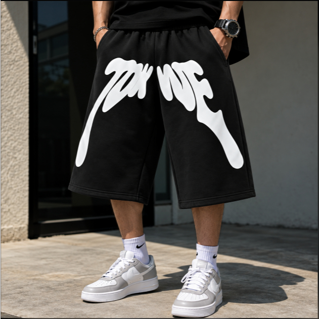 Bermuda Baggy Masculina Moletom Estampada Streetwear Modelagem Oversized Tendencia