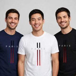 Kit De Camiseta Masculina Paris Camisa T-shirt Leve E Macia 100% Algodão Combo 3 Camisas