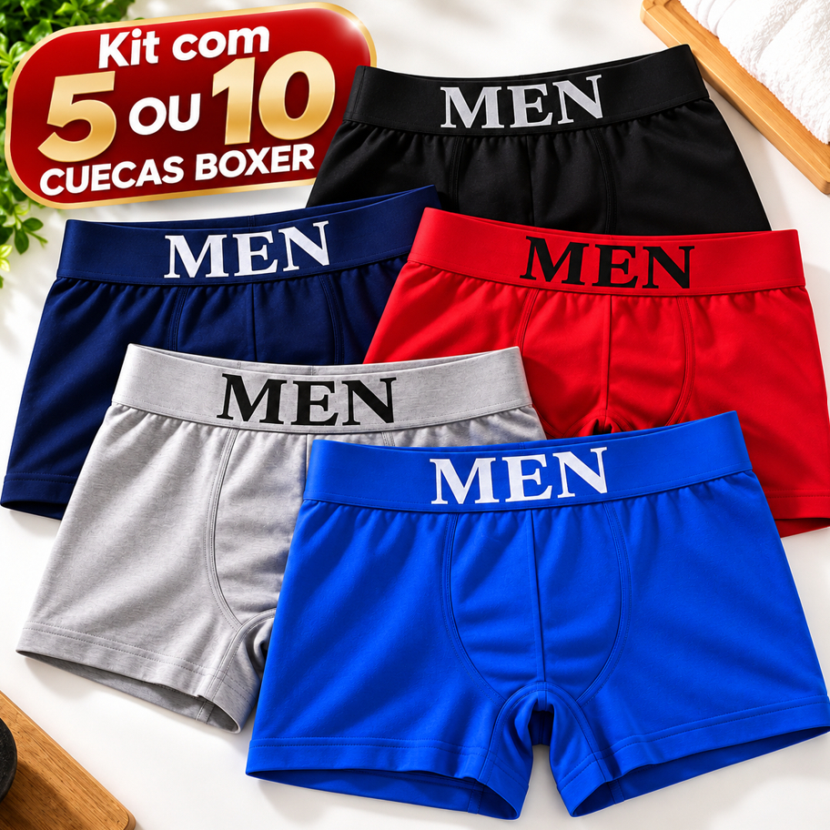 Kit 5 ou 10 Cuecas Boxer Masculina Microfibra Cueca Box Confortável