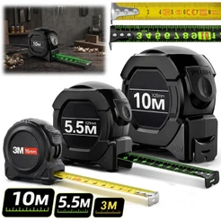 Kit 3 Peças Fita Métrica Aço Inoxidável 3M/5.5M/10M carbono De Alta Precisão trena Profissional Fluorescente Trava