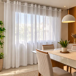 Cortina Estilo Voil Liso Diversos Tamanhos para Sala Quarto Cozinha e Festa