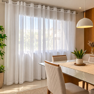 Cortina Estilo Voil Liso Diversos Tamanhos para Sala Quarto Cozinha e Festa