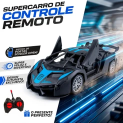 Carrinho Controle Remoto Esportivo Portas Móveis Pneu Borracha 4 Canais Corrida Infantil Menino 1:24