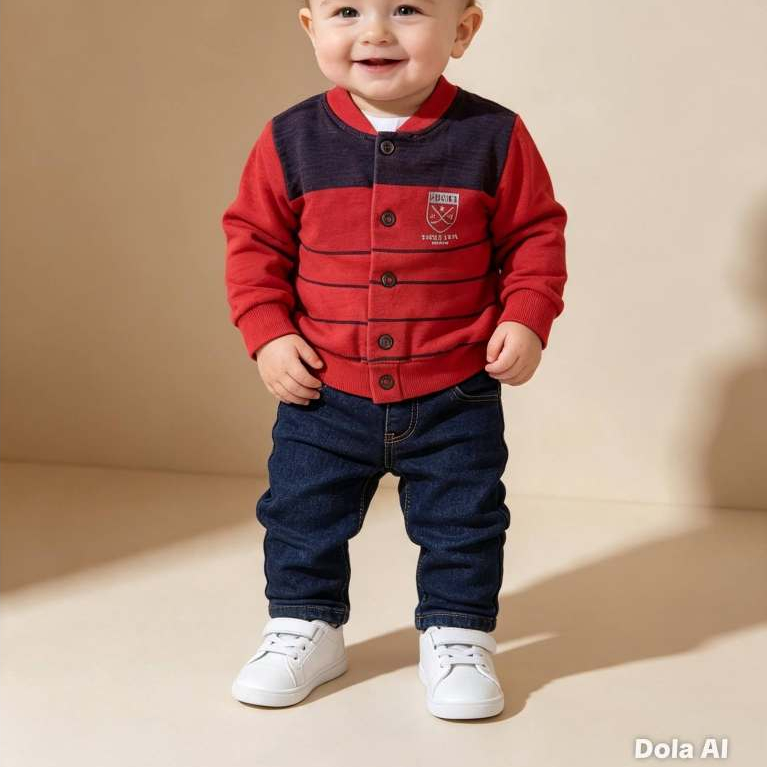 Casaco Bebê Masculino, Modelo Manga Longa, Moletom Vermelho, Tam: G, Marca; Bethy.bethy