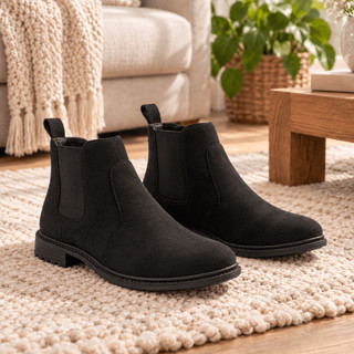 Botina Masculina Chelsea Camurça Premium Solado Antiderrapante Elástico Lateral Confortável Macia Leve para Uso Casual