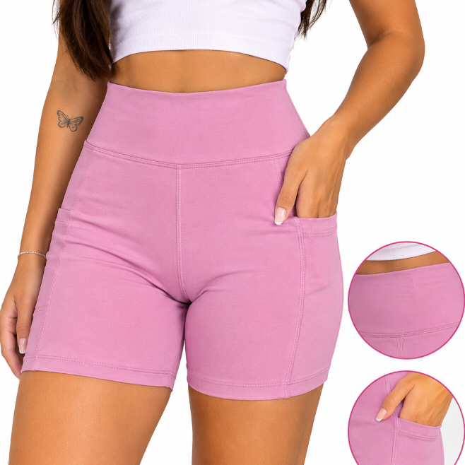 Short bermuda Fitness Feminino Academia com Bolso Lateral Corrida Treino Esportivo Confortável Cintura Alta