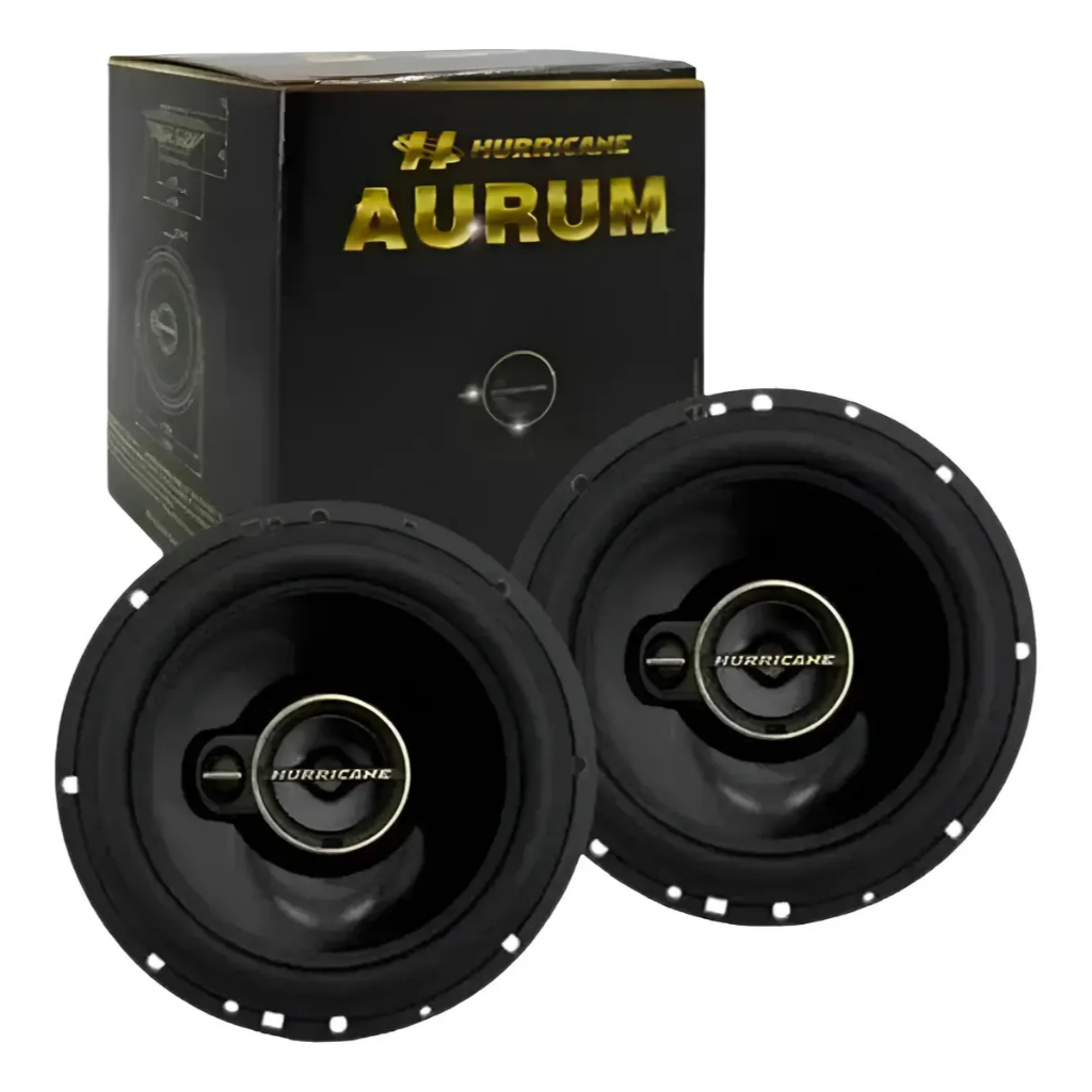 Par Alto Falantes 6 Polegadas Hurricane Aurum Linha Especial GOLD 120w RMS Som Automotivo