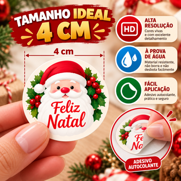 Adesivo Natal | Etiqueta Adesiva Feliz Natal Boas Festas | Presentes e Embalagens — imagem 2 de 2