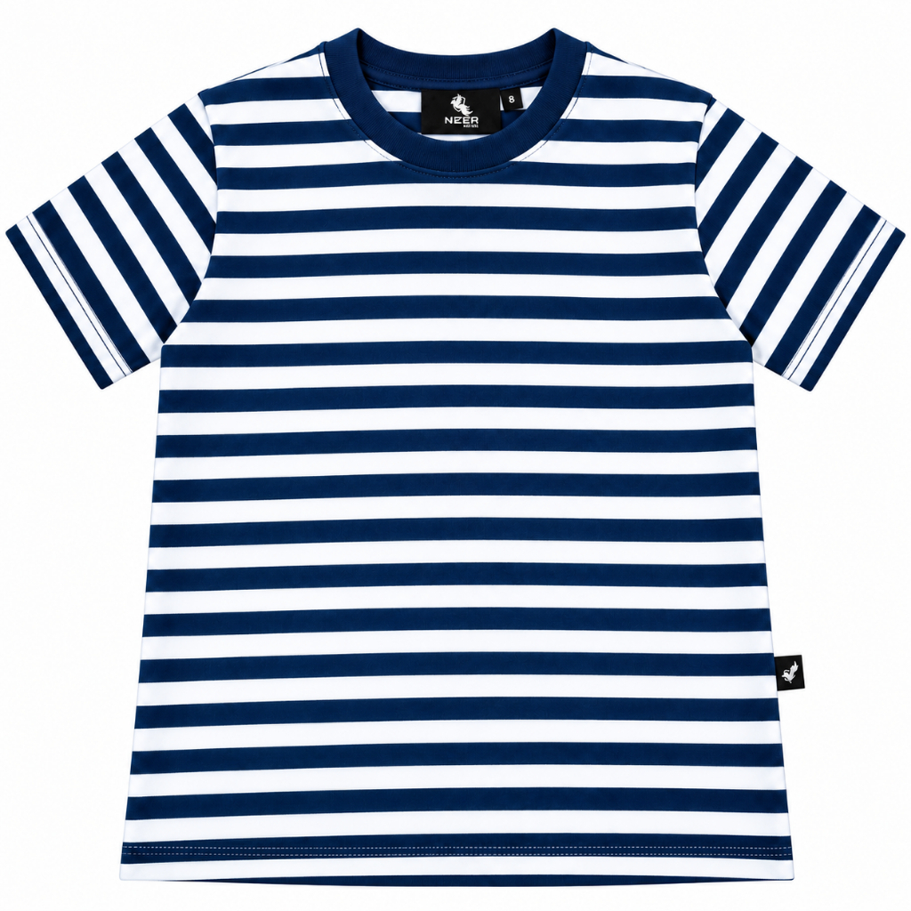 Camiseta Infantil Listrada Menino Algodão Premium Fio Tinto Gola Redonda Tam 2 ao 14