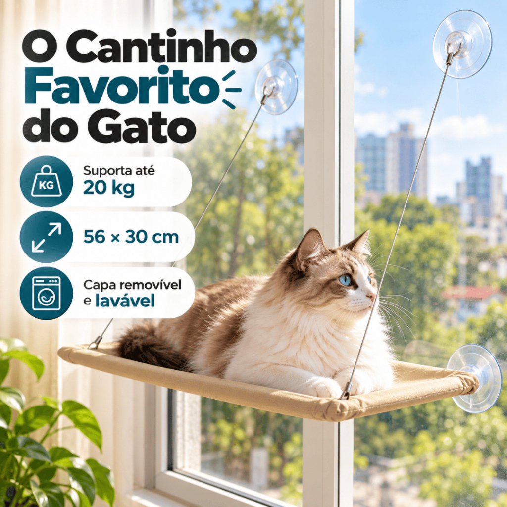 Cama de gato suspensa uso na janela com ventosas Rede elevada pet para janela de apartamento