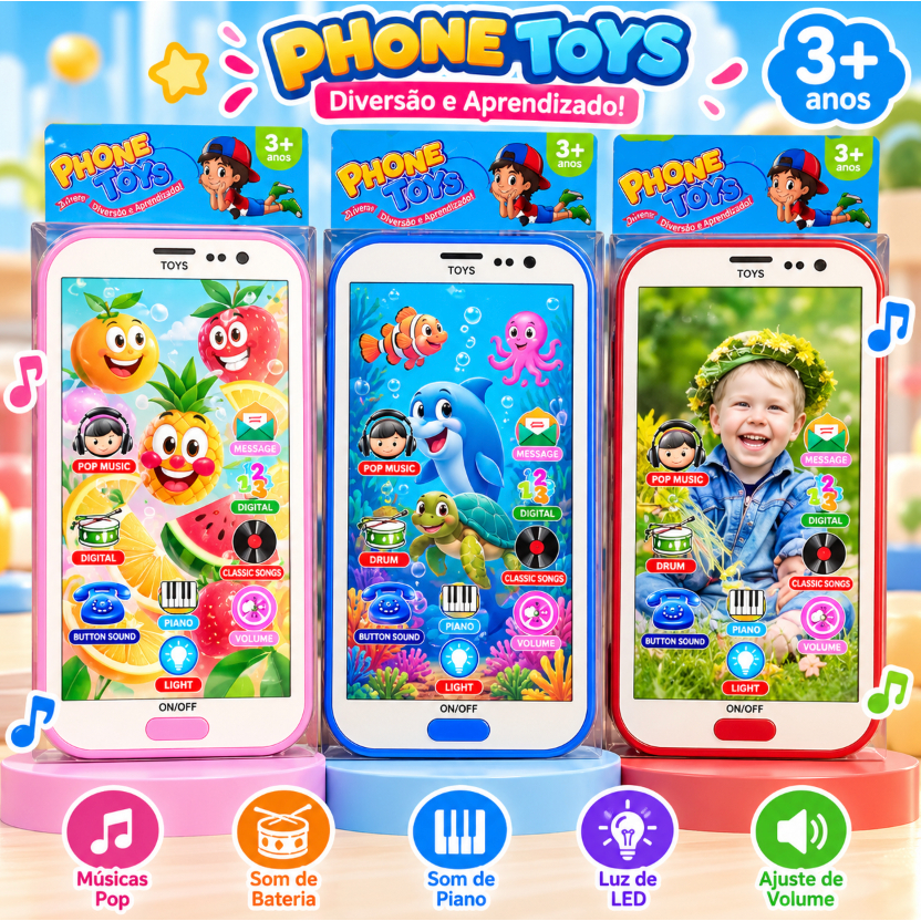 Brinquedo Celular infantil Musical Smartphone 3D
