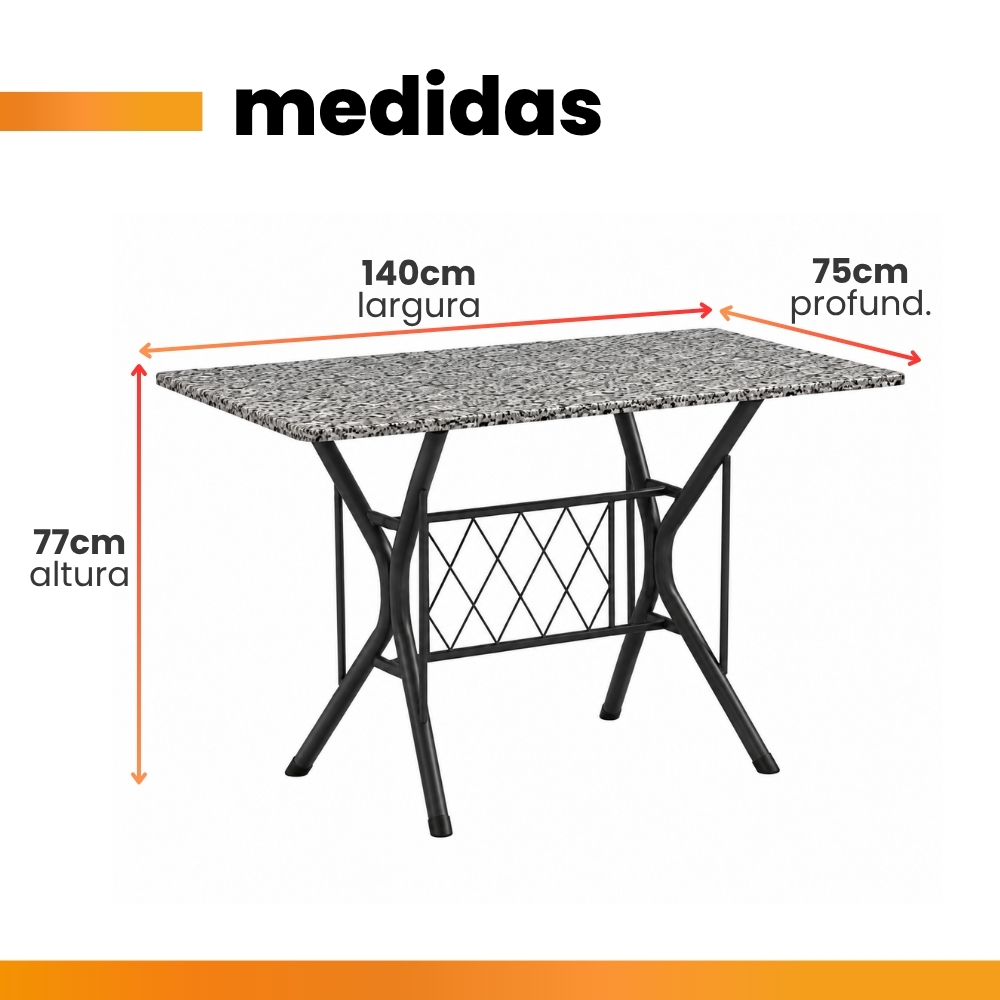 Conjunto De Mesa Itália New Com 6 Cadeiras 1,40m Artefamol Granito / Dark · foto 2