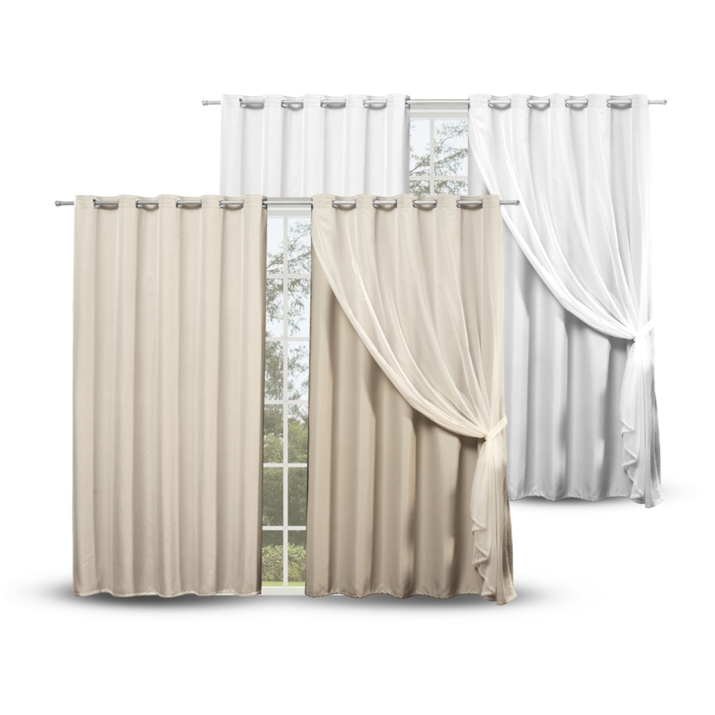 Cortina Blackout Blecaute Tecido com Voil 2M 3M 4M 5M 6 Metros Branca Bege Sala Quarto Porta Janela
