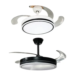 Ventilador de Teto Retrátil 36w Luminária led Controle Remoto Branco Preto Dourado 6 Velocidades 3 Cores