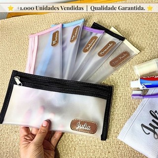 Estojo Plástico Translúcido Personalizado com Nome Multiuso