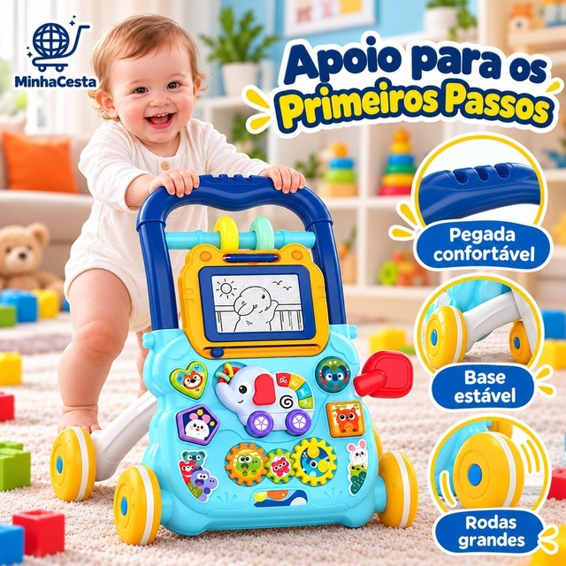 Andador Didático Bebê Empurrador Musical Didático Educativo Quadro Magico Educativo Infantil Baby-P20