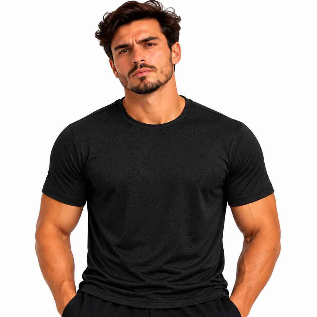 Camiseta Dry Fit Masculina Premium Grão de Arroz | Academia Treino Secagem Rápida Anti Odor Fitness Corrida