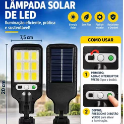 1 / 2 / 3 PCS Luminária Solar Parede 108 COB Carregar LED Luz Branco frio Prova D'Água Sensor Presença 3 funções