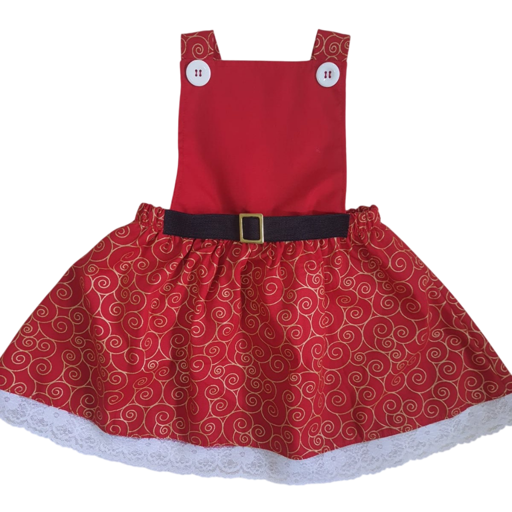 jardineira mamae noel vermelho xadrez ou com  dourado infantil menina feminino  natal 2 meses a 8  anos