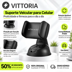 Suporte para Carro para Celular Gruda Painel e Para-brisa Suporte Celular Carro Ventosa Preto CJ-10